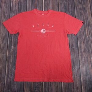 Veece Shirt Mens Large Red Graphic Logo 100% Cotton Crewneck Short Sleeve Tee